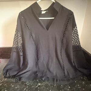 Tuckernuck Black Lace Sleeve Blouse
